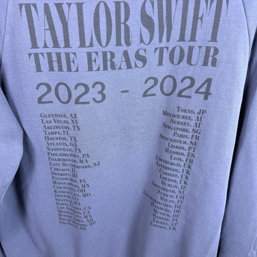 Taylor Swift The Eras Tour Hoodie Women L 2023-2024 Official Blue Gray Pullover - Picture 6 of 9